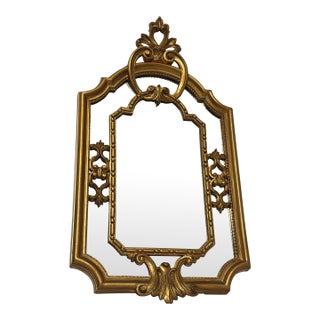 Vintage Italian Giltwood Neoclassical Wall Mirror, Pineapple Finial, Made in Italy For Sale