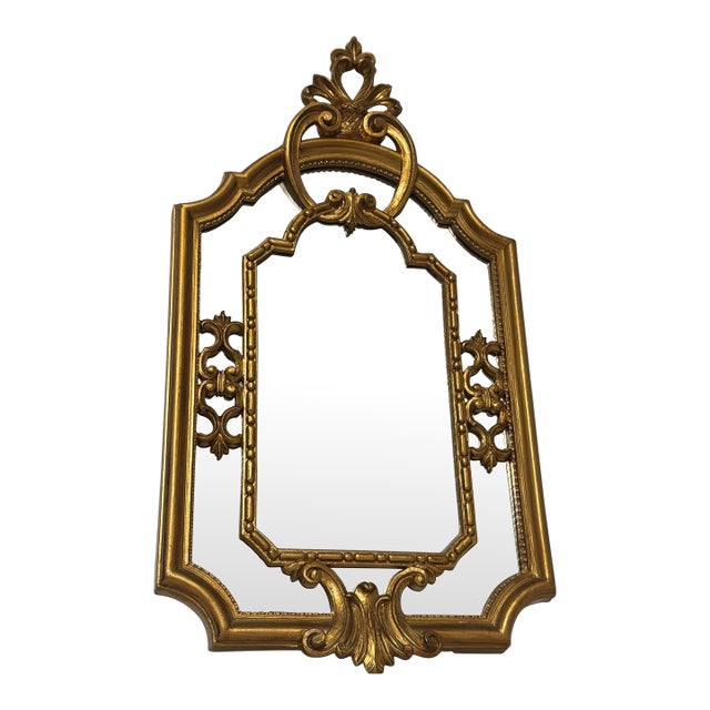 Vintage Italian Giltwood Neoclassical Wall Mirror, Pineapple Finial, Made in Italy For Sale