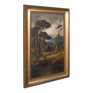 1900's Antique Riverside Painting For Sale