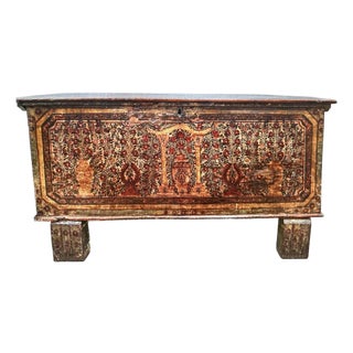 Adriatic Dowry Chest/Trunk in Hand-Painted Pine, Ca. 1870 For Sale