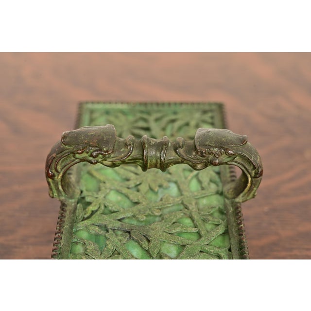 Green Apollo Studios New York Arts & Crafts Grapevine Pattern Bronze and Slag Glass Rocker Blotter For Sale - Image 8 of 12