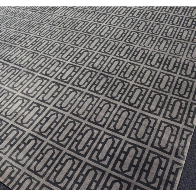 Modern Rug by Keivan Woven Arts All-Over Geometric Design in Gray and Black For Sale In Atlanta - Image 6 of 13