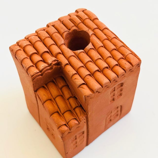 Ceramic Terra Cotta House Pottery Candle Holder - Tiny Taper For Sale - Image 7 of 10