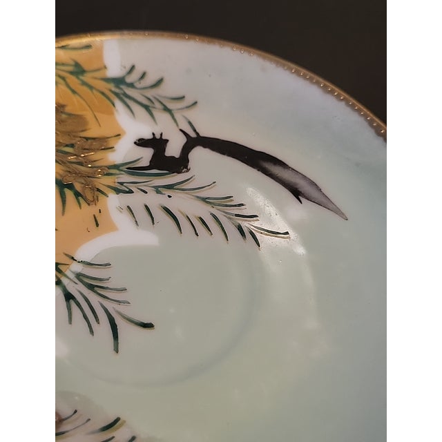 White Vintage Japanese Crane Hand Painted Porcelain Plates/Saucers - Set of 5 For Sale - Image 8 of 9