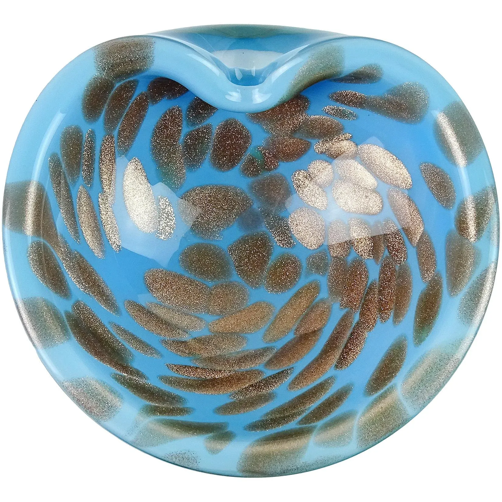 Murano Vintage Sky Blue Copper Aventurine Flecks Pattern Italian