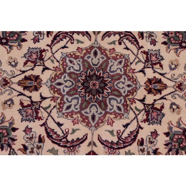 Shabby Chic Pak-Persian Ivory/Aubergine Wool Rug - 9'2'' X 12'8'' For Sale - Image 4 of 9