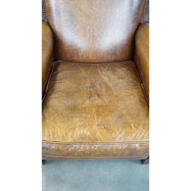 Leather Armchair with Decorative Nails For Sale - Image 6 of 14