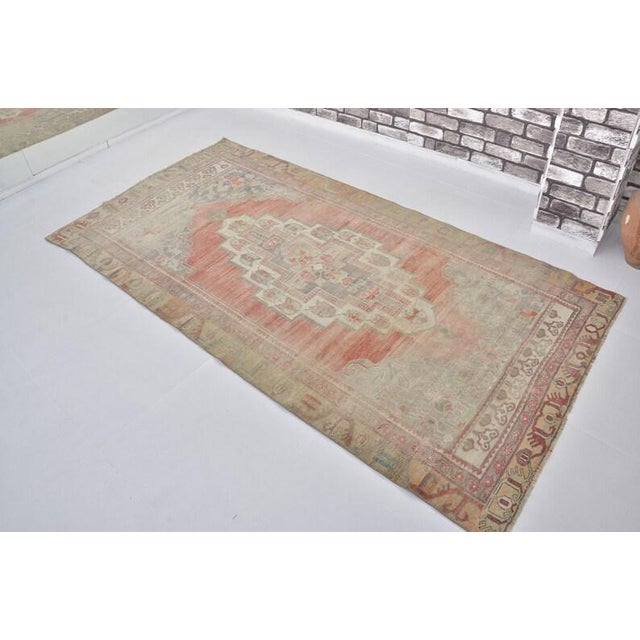 Handmade wool carpet in Turkish Anatolia , Vintage Oushak Rug,Turkish Vintage Anatolian Rug, Handmade wool Rug . One Of...