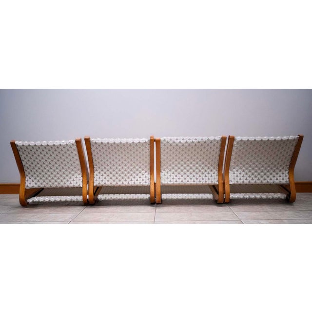 Mid 20th Century Four Japanese Tatami Bentwood Chair With Silk Brocade Cushions For Sale In Los Angeles - Image 6 of 9