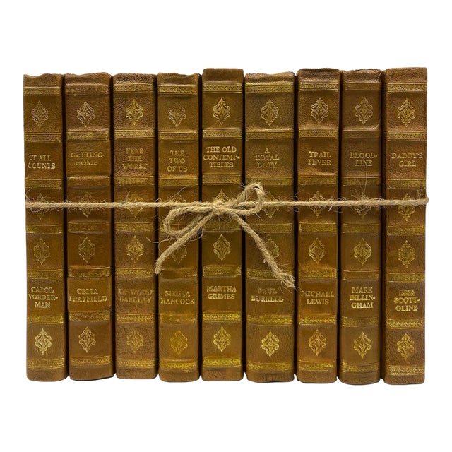 Decorative Books - Hazel Leather Book Bundle - 1 Foot of Brown Books For Sale