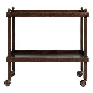 Mid-Century French Wooden Bar Cart with Casters, Circa 1960 For Sale