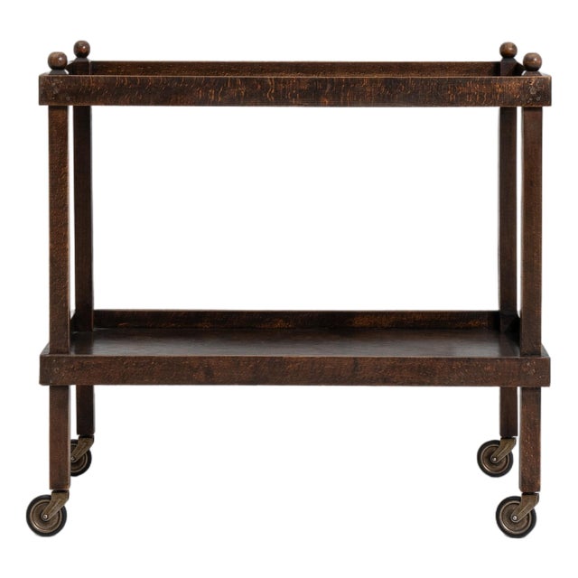 Mid-Century French Wooden Bar Cart with Casters, Circa 1960 For Sale