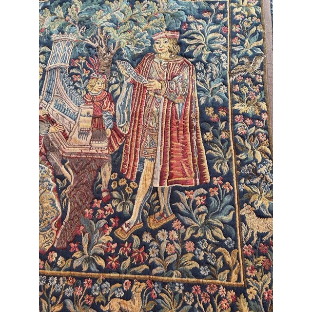 Vintage Aubusson Style Jaquar Tapestry with Medieval Museum Design, 1970s For Sale - Image 4 of 18