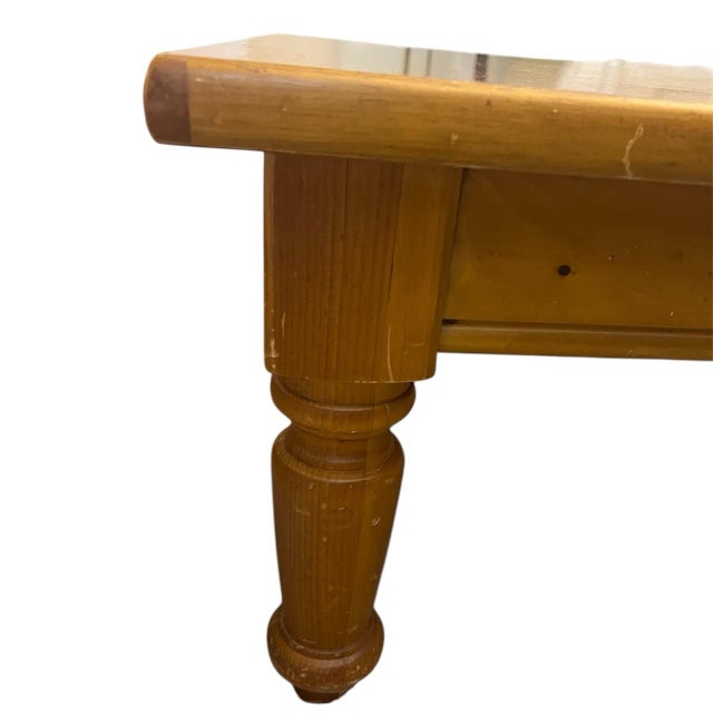 Vintage 1991 Solid Pine Farmhouse Coffee Table For Sale - Image 6 of 9