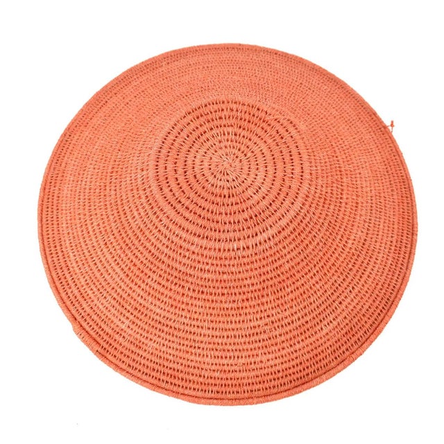 African Early 20th Century Coral Sisal Handwoven Basket Eswatini 12inch For Sale - Image 3 of 5