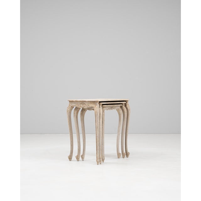 20th Century French Set Of Three Oak Nesting Tables For Sale - Image 12 of 12