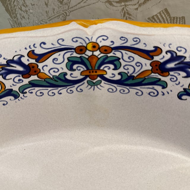 Mediterranean Late 20th Century Ceramica Nova Deruta Hand Painted Oblong Serving Bowl Italy For Sale - Image 3 of 9