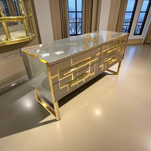 Sideboard in Gold and Brass Glass from Justfurnituress SRL For Sale - Image 10 of 18