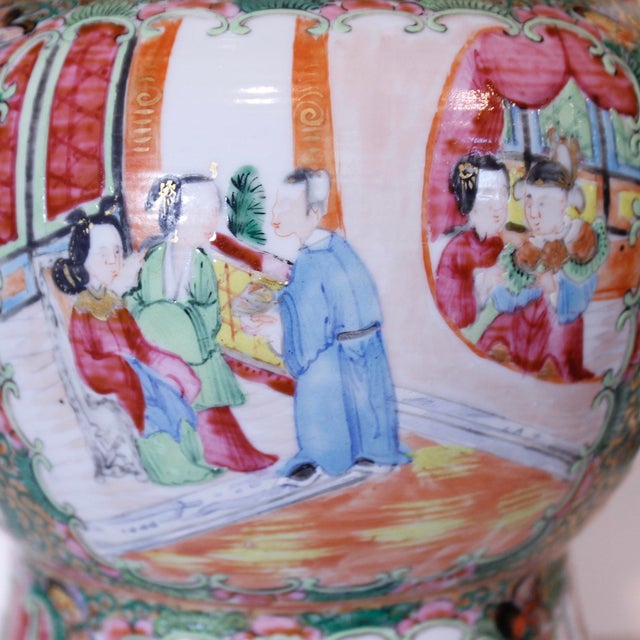 Ceramic Rose Medallion Chinese Export Porcelain Ku Vase For Sale - Image 7 of 18