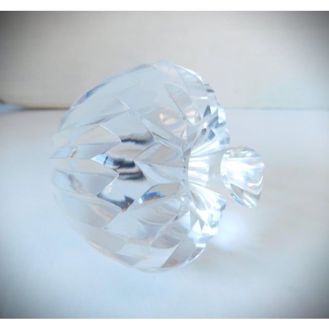 Glass Vintage Crystal Carved Apple Paperweight For Sale - Image 7 of 8
