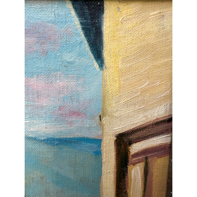 Wood Framed European Mountain Village Oil Painting, Signed "Kyung" For Sale - Image 7 of 15
