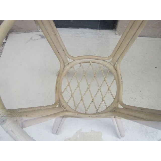 1980s Bamboo Rattan Round Table Base With Glass Top Tropical Style For Sale In Naples, FL - Image 6 of 6