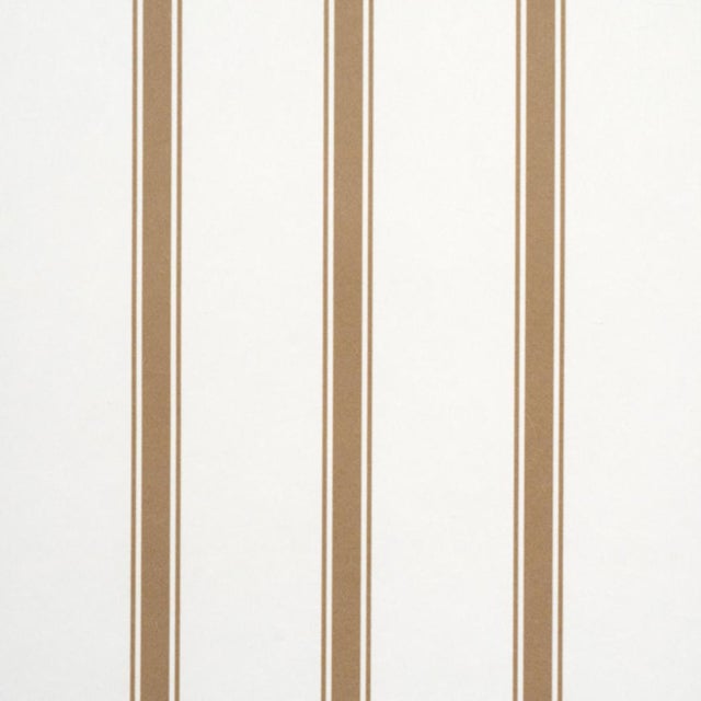 Traditional Sample - Schumacher Westerly Stripe Wallcovering In Burlap For Sale - Image 3 of 6