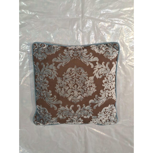 Pair of Velvet & Damask Accent Pillows –17x17 For Sale - Image 4 of 8