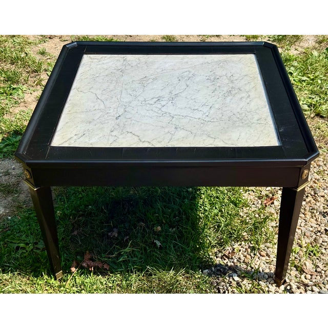 Maison Jansen Directoire Style Marble Top Black Coffee Table For Sale - Image 11 of 13