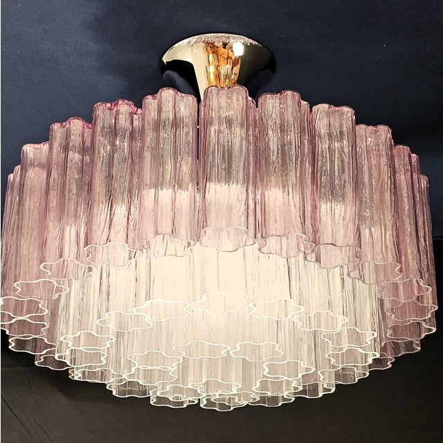 Vintage Chandelier with Truncated Murano Glass in Crystal and Amethyst Colour, 2009 For Sale - Image 14 of 17