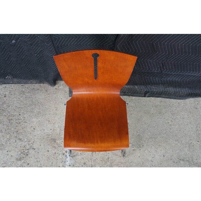 4 Mid Century Scandinavian Modern Bentwood Plywood Stacking Dining Side Chairs For Sale - Image 6 of 18