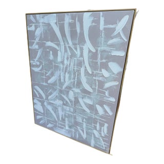 Abstract Large Framed Art- Mauve ,Mint, and White For Sale