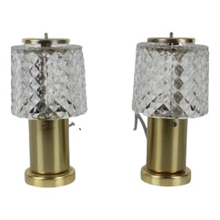 Mid-Century Gold Table Lamps by Kamenický Šenov, 1970s, Set of 2 For Sale