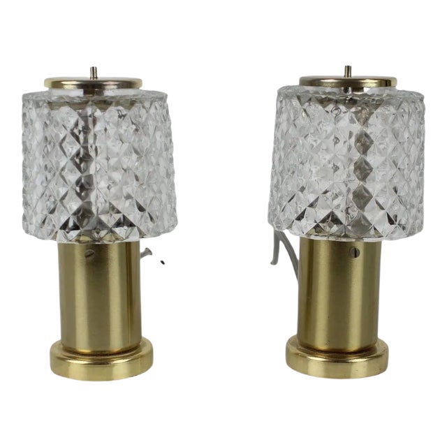 Mid-Century Gold Table Lamps by Kamenický Šenov, 1970s, Set of 2 For Sale