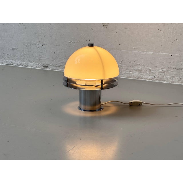 Space Age Table Lamps with Opal Glass Dome and Chrome Rings, 1970s For Sale - Image 4 of 18