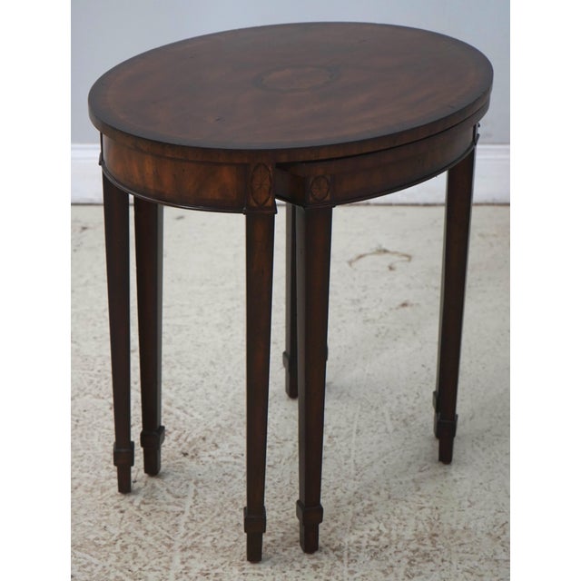 Age: Approx. 20 Years Old Details: Mahogany Regency Style Marquetry Inlay High Quality Construction Nice Inlay Work...