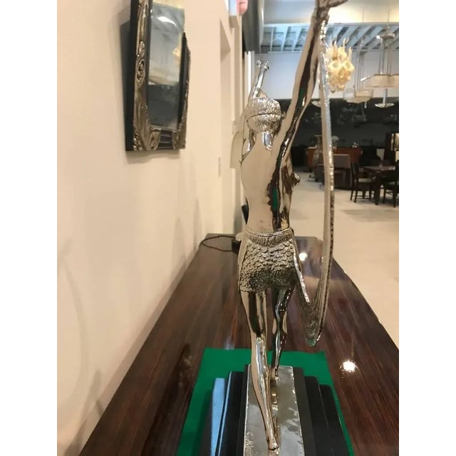 Art Deco French Art Deco Bronze Sculpture on Black Marble Base Signed by C Mirval For Sale - Image 3 of 13