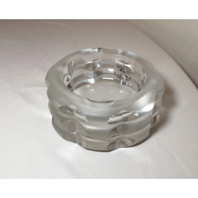 Glass Heavy Vintage Frosted Art Glass Cut Crystal Signed Rosenthal Cigar Ashtray Tray For Sale - Image 7 of 11