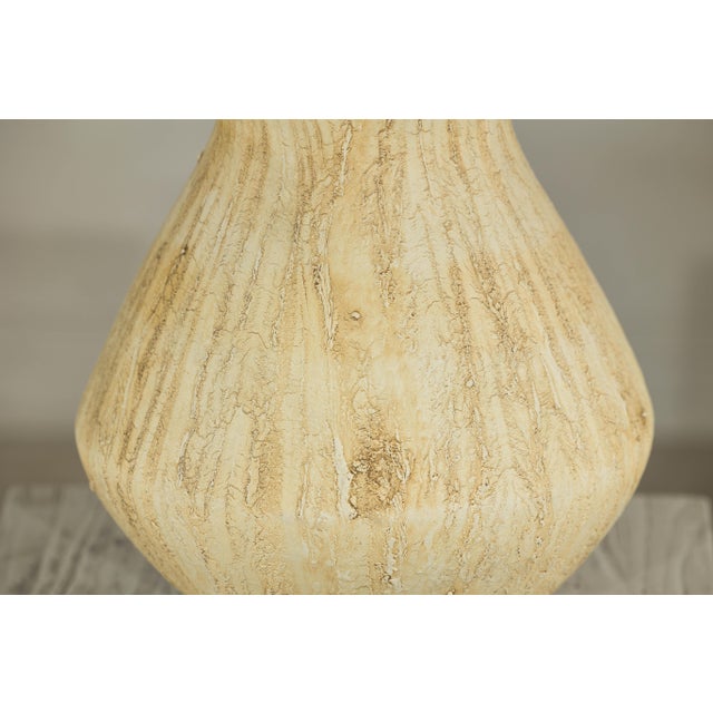 Sand Large Artisan Ceramic Vase with Textured Drip Glaze and Flared Neck For Sale - Image 8 of 18