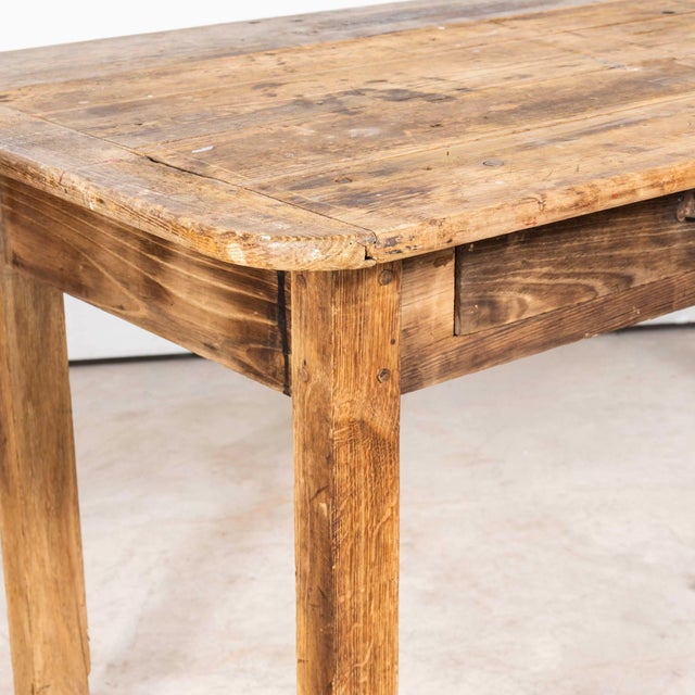 Wood Vintage French Farmhouse Table in Scrubbed Pine, 1950s For Sale - Image 7 of 15