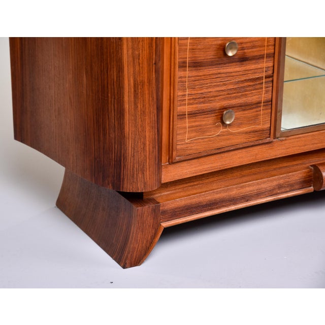 Art Deco French Art Deco Rosewood Veneer Cabinet With Eight Drawers and Glass Display Case For Sale - Image 3 of 12