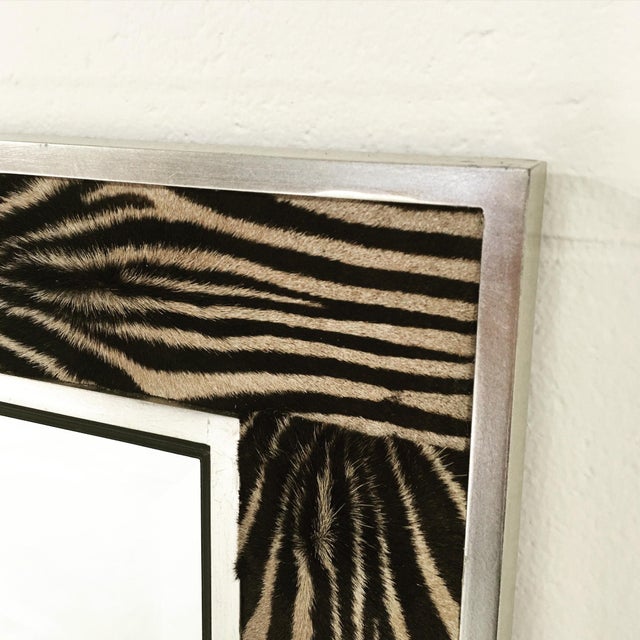 Zebra Hide & Silver Frame Beveled Mirror Chairish