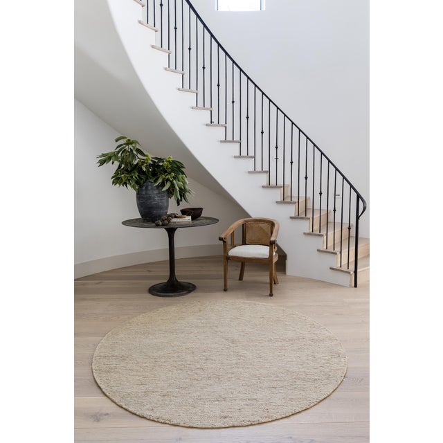 Coastal Pure Salt Torquay Natural Sumack Weave Jute/Argenitian Wool Round Rug, 6' X 6' For Sale - Image 3 of 4