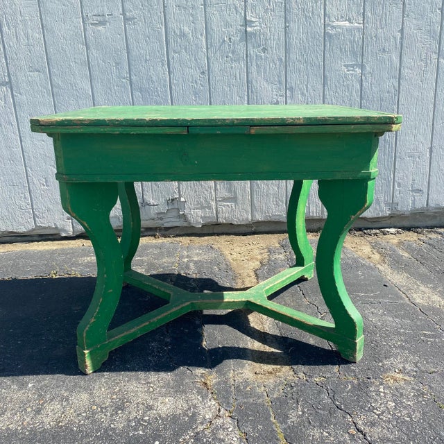 Farmhouse Kelly Green Painted French Farmhouse Extension Dining Table For Sale - Image 3 of 13
