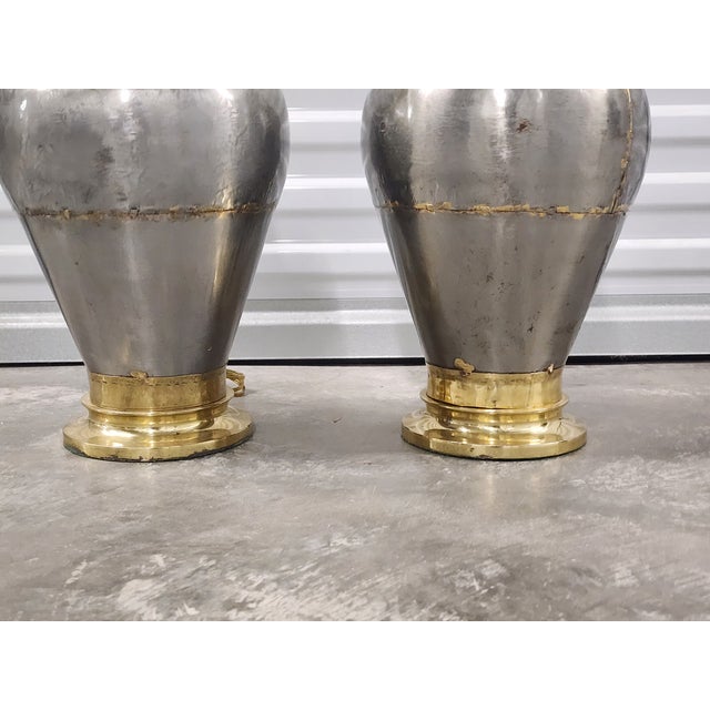 Vintage Handcrafted Metal & Brass Table Lamps-a Pair For Sale - Image 10 of 15