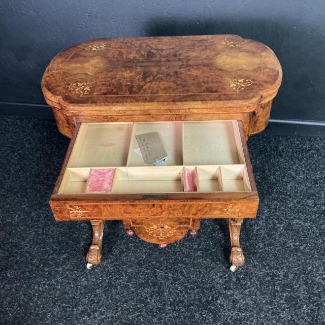 Victorian Burr Walnut Game Table, 1860, in Restored conditions. Designed before 1890