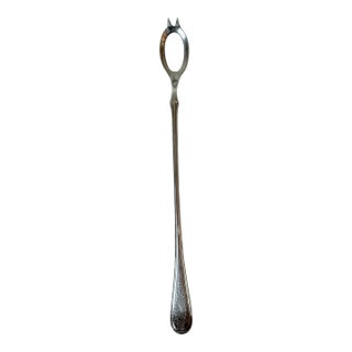 Pierced Bowl Long Handle Olive Spoon, Wm Rogers, Silverplate, 1908 For Sale