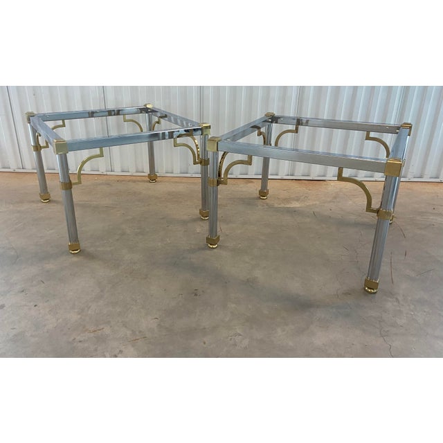 Chrome Mid Twentieth Century Chrome and Brass Side Table in the Style of Maison Jansen, a Pair For Sale - Image 8 of 9