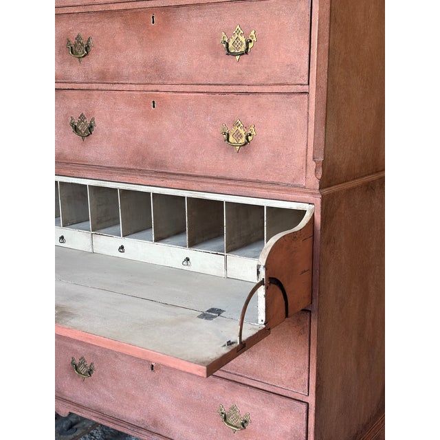 Great Colour Late 18th-Century George III Painted Mahogany Secretaire Chest-on-Chest or Tallboy A late 18th-century George...