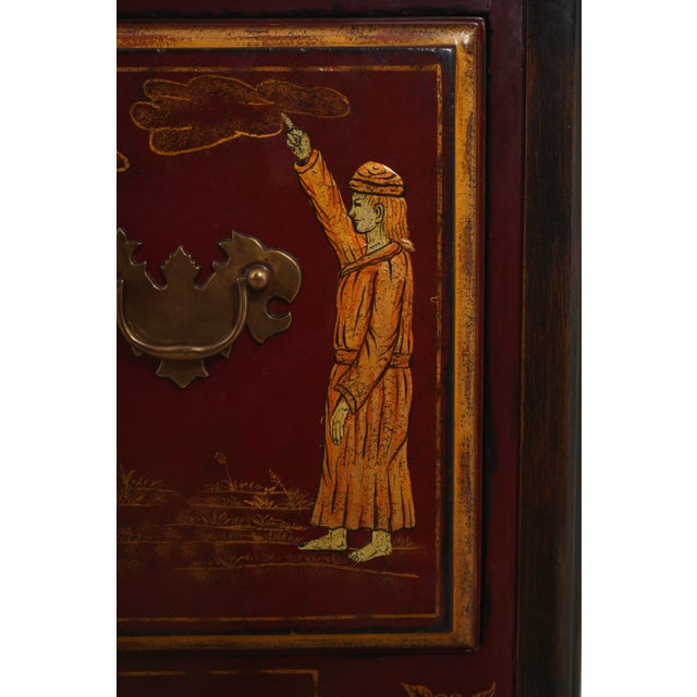 Maitland Smith Chinoiserie Decorated Marble Top Low Boy Server For Sale - Image 11 of 18